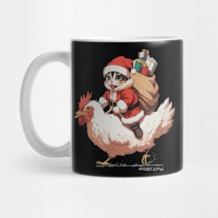 Merry Catmas, Funny Cat on a Chicken Mug